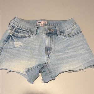 SO Light Blue Distressed High-Rise Denim Shorts